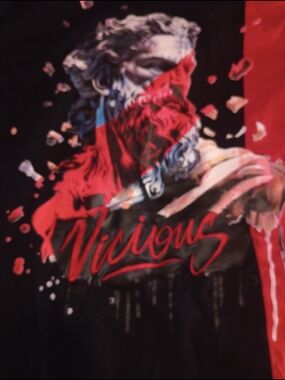 Graphic Men's Black T-Shirt with Red Accent Print